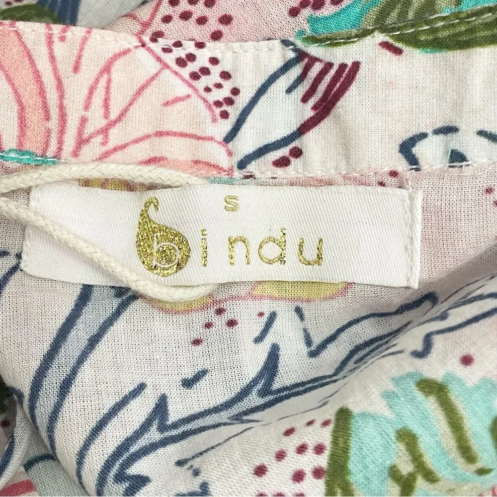 NWT Bindu Anika Dress Pink Multi Floral Ruffle Sleeve Maxi Boho Resort Sz Small - Picture 11 of 13